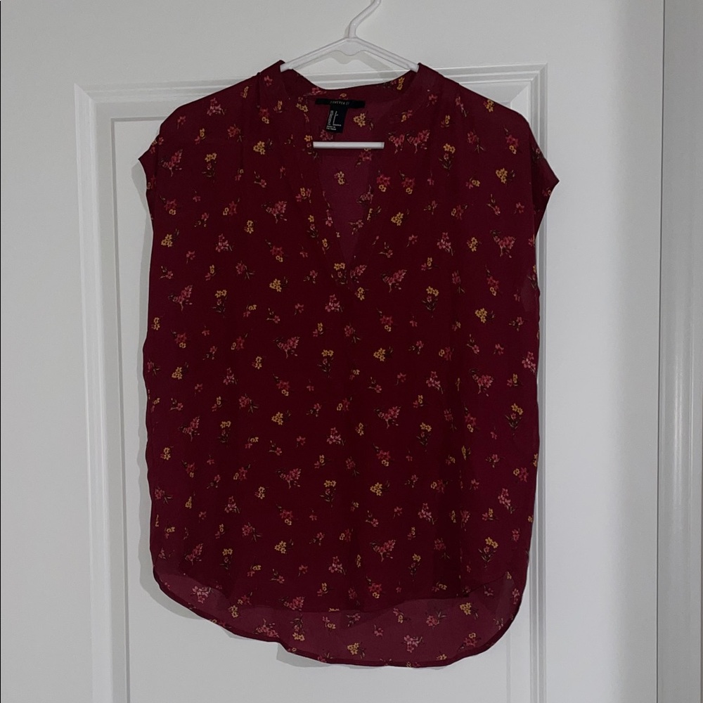 Forever 21 Maroon Floral Blouse